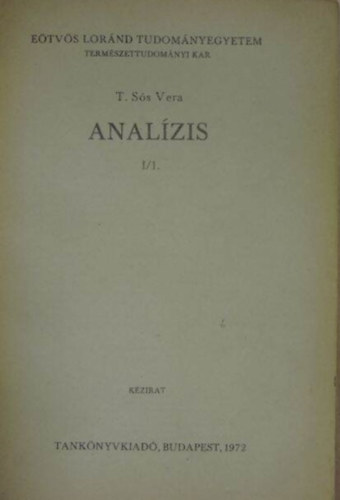 T. Sós Vera - Analízis I/1.