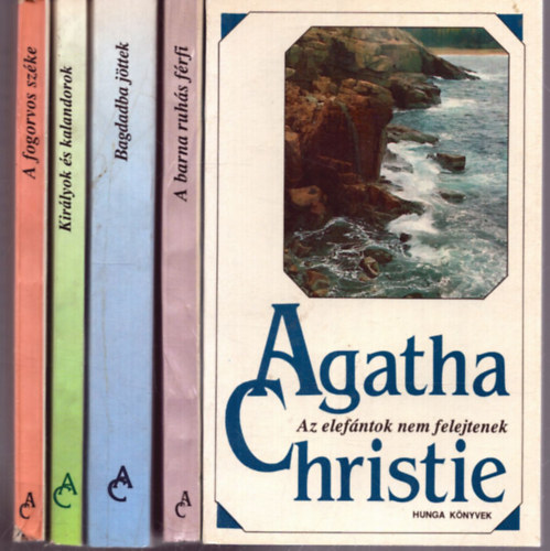 Agatha Christie - 5 db Agatha Christie ktet (Hunga Knyvek): Bagdadba jttek - A barna ruhs frfi - A fogorvos szke - Kirlyok s kalandorok - Az elefntok nem felejtenek