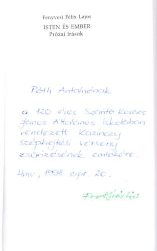 Fenyvesi Flix Lajos - Isten s ember - dediklt