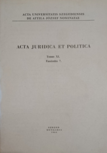 Horváth Róbert - Berzeviczy Gergely közgazdasági és népességi tanai (Acta Juridica et Politica Tomus XI. Fasciculus 7.)