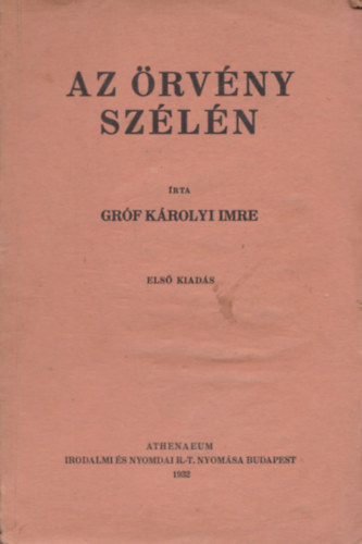 K�rolyi Imre gr�f - Az �rv�ny sz�l�n