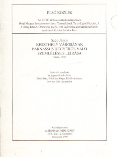 Sz�p J�nos - Keszthely v�ros�nak Parnassus hegy�r�l val� szeml�l�se s le�r�sa (dedik�lt)