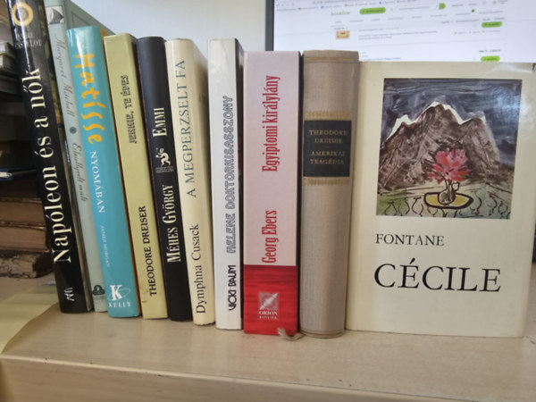 Jean-Pierre Castelnau (vagy Castelor) -Margaret Mitchell- James Morgan- Theodore Dreiser- Méhes György- Dymphna Cusack- Vicki Baum- Georg Ebers- Theodore Dreiser- Theodor Fontane - KÖNYVMENTŐ AJÁNLAT 10db regény: Napóleon és a nők + Elfújta a szél + Matisse nyomában + Jennie, te édes + Emmi + A megperzselt fa + Helene doktorkisasszony + Egyiptomi királylány + Amerikai tragédia + Cécile