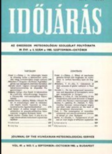 Szepesin Lrincz Anna (szerk.) - Idjrs - Az Orszgos Meteorolgiai Szolglat Folyirata 89. vf. 5. szm (1985. szeptember-oktber)