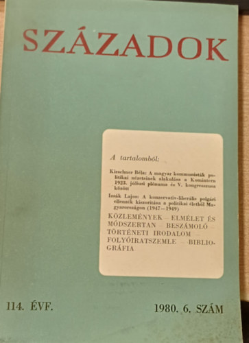 Sz�zadok 114. �vf. 1980. 6. sz�m