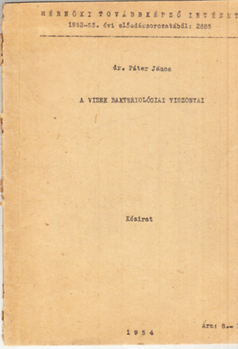 dr. P�ter J�nos - A vizek bakteriol�giai viszonyai (k�zirat)