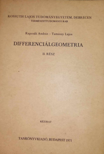Rapcsk Andrs, Tamssy Lajos - Differencilgeometria II. rsz