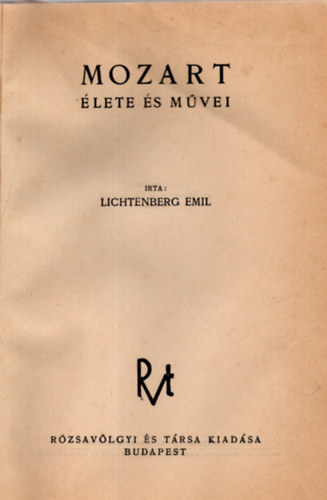 Lichtenberg Emil - Mozart lete s mvei