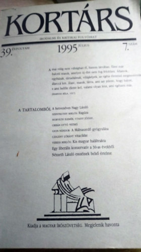 Kortárs Irodalmi és kritikai folyóirat 1995. július (39. évf. 7. szám)