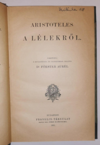 Aristoteles - Aristoteles a lélekről