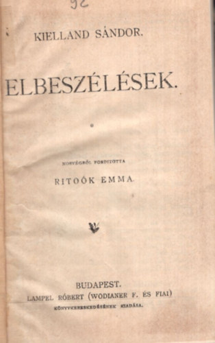 Kielland Sndor - Elbeszlsek ( Magyar Knyvtr Sorozat )