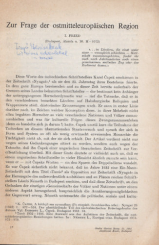 Istv�n Fried - Zur Frage der ostmitteleurop�ischen Region (Dedik�lt)