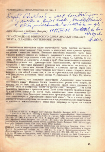 Horgosi dn - Orosz nyelv nyelvszeti klnlenyomat (dediklt)