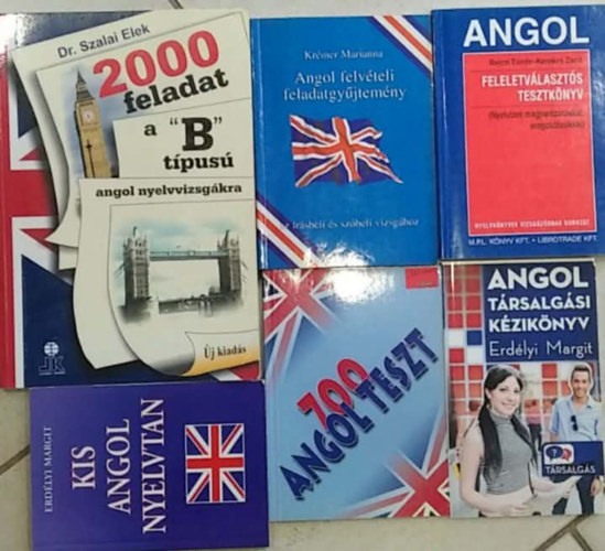 Dr. Szalai Elek, Kr�mer Marianna, Erd�lyi Margit, Bajczi T�nde-Kerekes Zsolt - 6 db-os K�NYVMENT� AJ�NLAT, angol nyelvtanul�shoz: Angol feleletv�laszt�s tesztk�nyv+ 700 angol teszt+ Kis angol nyelvtan+ Angol t�rsalg�si k�zik�nyv+ Angol felv�teli feladatgy�jtem�ny+ 2000 feladat a "B" t�pus� angol nyelvvizsg�kra