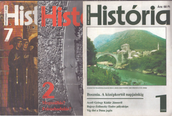 Glatz Ferenc (szerk.) - 3 db História folyóirat: 1995/1., 2., 7. számok