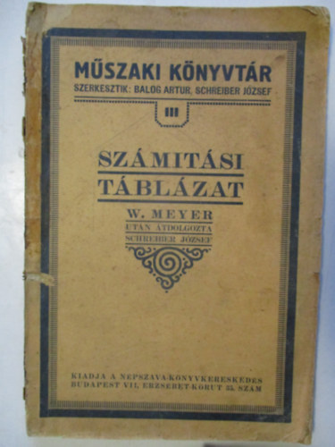 Mszaki Knyvtr III.- Szmtsi tblzat