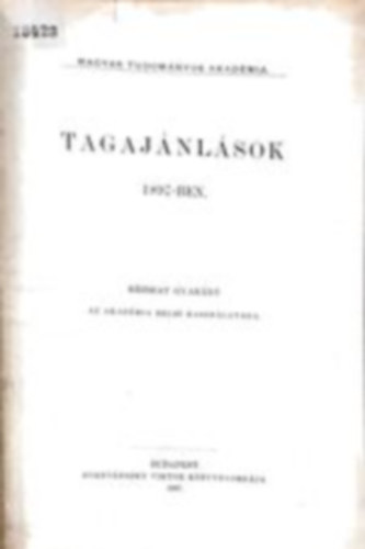 Magyar Tudományos Akadémia - Tagajánlások 1897-ben