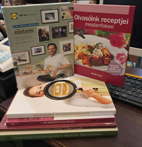 Kovács Lázár, Lusztig-Csigó - 6 db-os szakácskönyv KÖNYVMENTŐ AJÁNLAT: Olvasóink receptjei mesterfokon, ALDI Háziasszonyok nagykönyve, Az amerikai küldetés, Bajor konyha, Vendégváró falatok, Életem ételei Széll Tamással