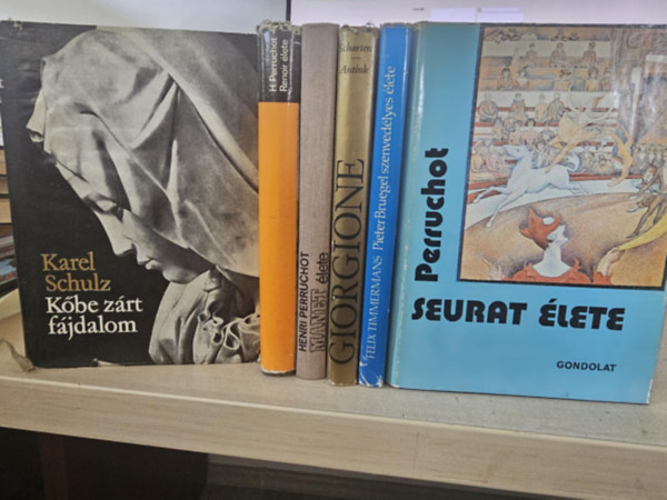 Karel Schulz, Henri Perruchot, C.s M. Scharten-Antik, Felix Timmermans - 6db mvsz letrajz, KNYVMENT AJNLAT: Kbe zrt fjdalom+ Renoir lete+ Manet lete+ Giorgione+ Peter Bruegel szenvedlyes lete+ Seurat lete