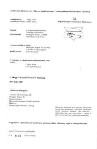 Zrg Tibor (szerk.) - A replstrtneti konferencia kzlemnyei 2003 (szmozott: 49/100 sz. pldny)