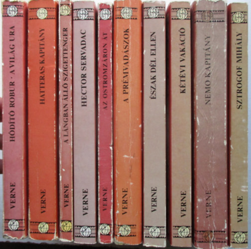 10 db Jules Verne (Sztrogof Mihály, Nemo kapitány, Kétévi vakáció, Észak Dél ellen, A prémvadászok, Az ostromzáron át, Hector Servadac, A lángban álló szigettenger, Hatteras kapitány, Hódító Robur-A világ ura)