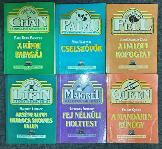 Earl Derr Biggers, Mika Waltari, John Dickson Carr, Maurice Leblanc, Georges Simeon, Ellery Queen - (6db) Mesterdetektív kiskönyvtár könyvcsomag: A kínai papagáj / Cselszövők / A halott kopogtat / Arséne Lupin Herlock Sholmes ellen / Fej nélküli holttest / A mandarin Bűnügy