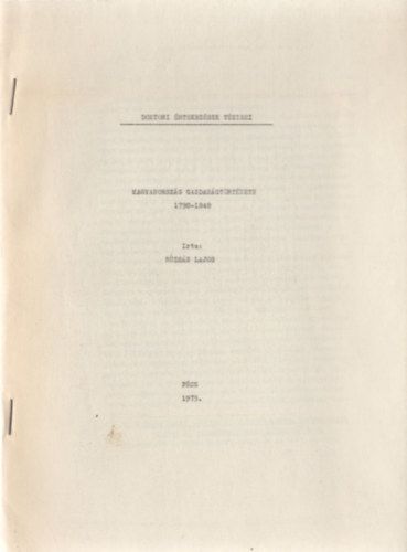 R�zs�s Lajos - Magyarorsz�g gazdas�gt�rt�nete 1790-1848