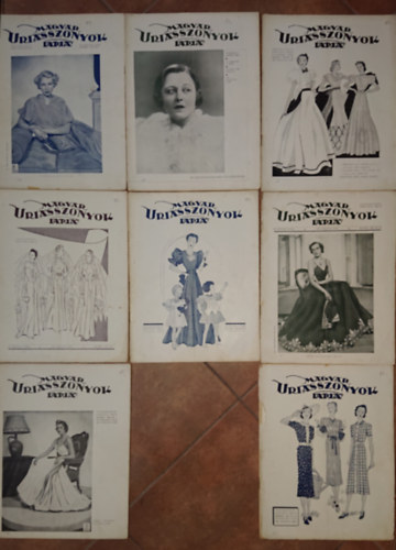 8 lapszám a Magyar Uriasszonyok Lapja című kiadványból: XV. évfolyam (1938)/ 13. szám, 14. szám, 15. szám, 16. szám, 17. szám, 18. szám, 19. szám, 21. szám