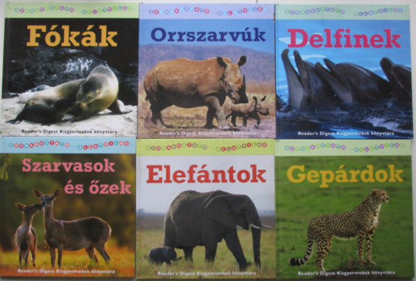 6 db a szrakoztat llatvilg sorozatbl (Delfinek, Fkk, orrszarvak, Geprdok, Elefntok, Szarvasok s zek)