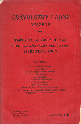 Cs�volszky Lajos besz�de (tartotta okt�ber h� 2-�n)