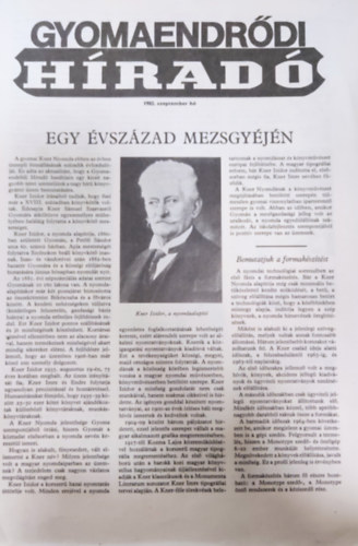 J�novszki Gy�rgy (f�szerk.) - Gyomaendr�di H�rad�- 1982. szeptember