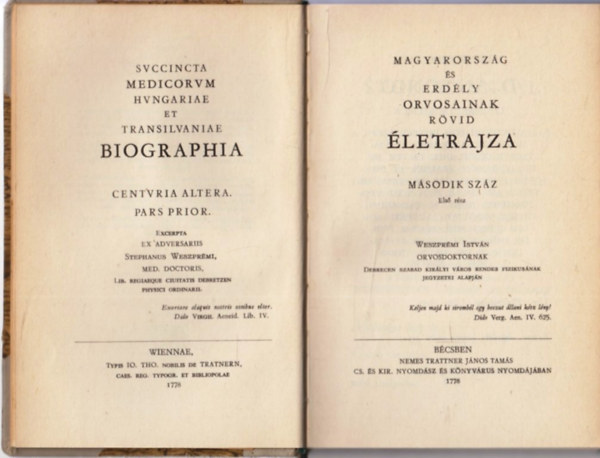 Vezspr�mi Istv�n - K�v�ri Alad�r (ford.) - Magyarorsz�g �s Erd�ly Orvosainak r�vid �letrajza (M�sodik sz�z - Els� r�sz)