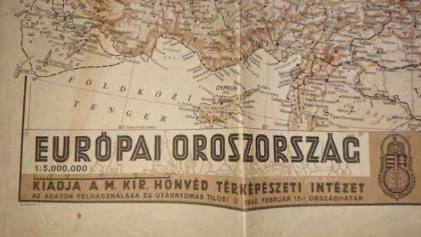 Eur�pai Oroszorsz�g (1942) 1:5000000 m�retar�ny� t�rk�p