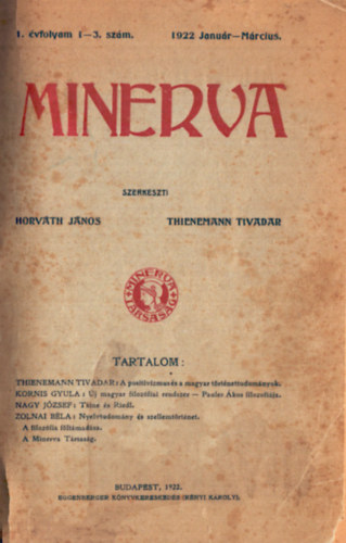 Thienemann Tivadar (szerk.) - Minerva 1922. I. vfolyam 1-10. (teljes)