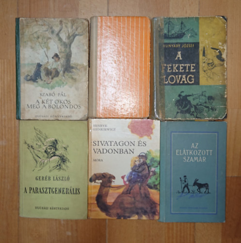 Janikovszky �va, Szab� P�l, Hunyady J�zsef, Ger�b L�szl�, Henryk Sienkiewicz - 6 klasszikus ifj�s�gi k�nyv: Aranyes�, A k�t okos meg a bolondos, A fekete lovag, Az el�tkozott szam�r, A parasztgener�lis, Sivatagon  �s vadonban