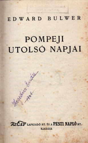Edward Bulwer-Lytton - Pompeji utols napjai