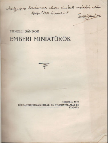 Tonelli Sándor - Emberi miniatürök