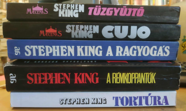 Stephen King - 5 db Stephen King könyvek: Cujo + Tűzgyújtó + Tortúra + A rémkoppantók + A ragyogás