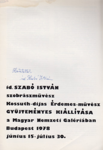 Kelemenn Pek Ildik (szerz) - id. Szab Istvn szobrszmvsz