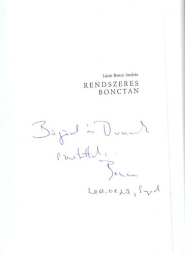 Lzr Bence Andrs - Rendszeres bonctan - dediklt