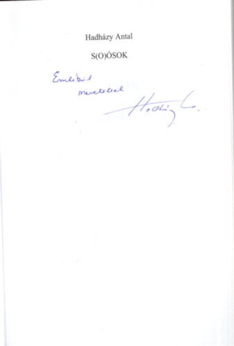 Dr. Hadh�zy Antal - S(o)�sok - Dedik�lt