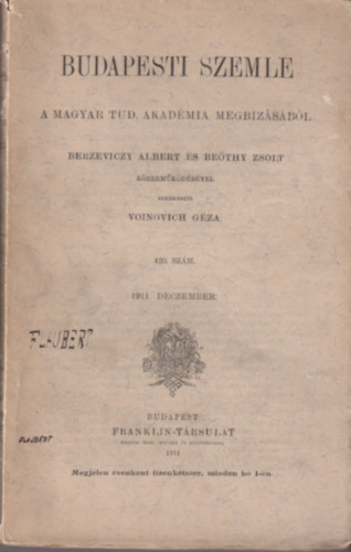 Voinovich Gza (szerk.) - Budapesti Szemle 420. szm 1911. deczember