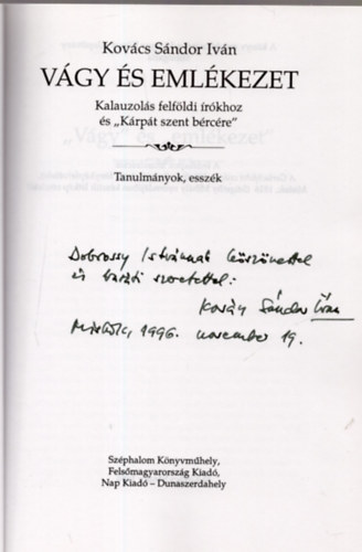 Kovcs Sndor Ivn - Vgy s emlkezet (dediklt)