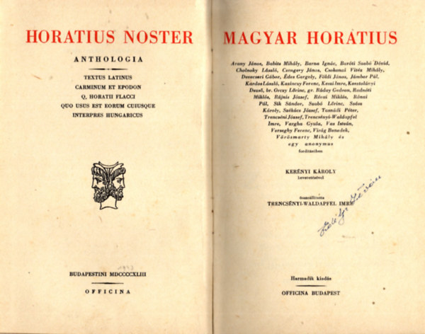 Trencsnyi-Waldapfel Imre - Magyar Horatius