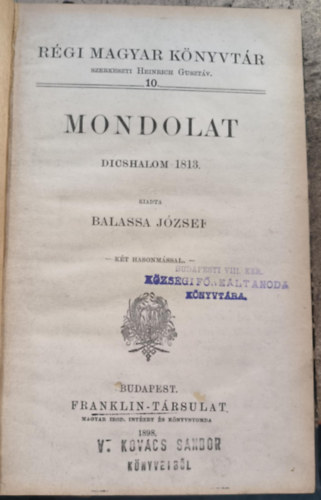 Balassa József - Mondolat