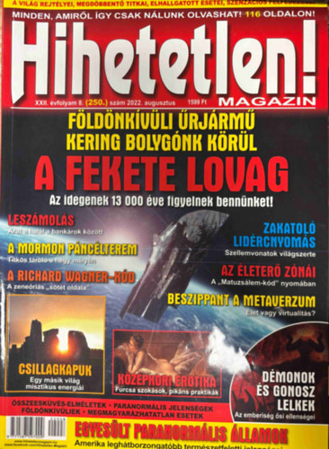 Hihetetlen magazin XXII. évfolyam 8. (250.) szám 2022. augusztus