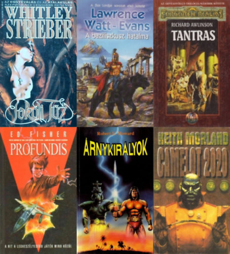 Richard Awlinson, Whitley Strieber, Lawrence Watt-Evans, Ed Fisher, Keith Morland, Robert E. Howard - 6 db fantasy regny: Pokoli tz + Profundis + Camelot 2020 + rnykirlyok + A baziliszkusz hatalma + Tantras