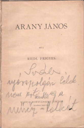 Riedl Frigyes - Arany J�nos