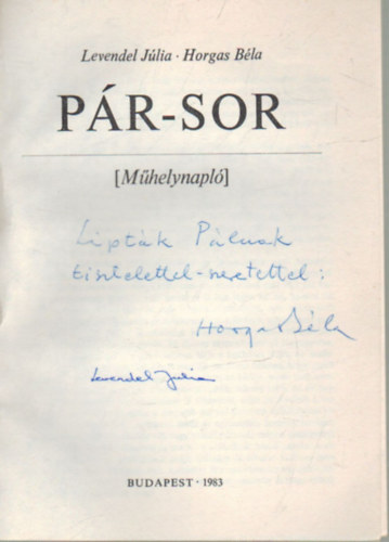 Levendel Jlia Horgas Bla - Pr -sor 1- dediklt