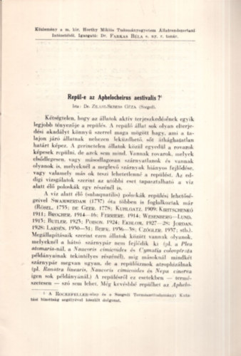 Dr. Zilahi-Seress Gza - Repl-e az Aphelocheirus aestivalis?  - Klnlenyomat